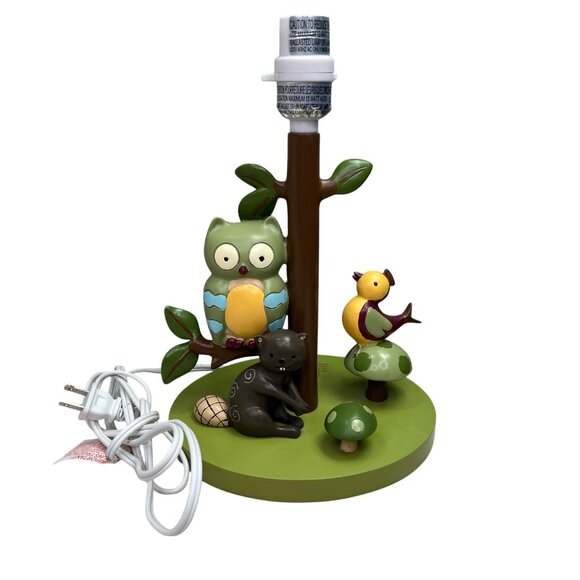 Lambs and Ivy Owl Lamp Woodland Forest Friends Animals Nursery Childs Room Green - Picture 1 of 7